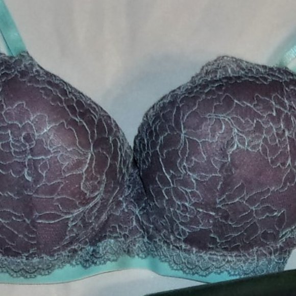 NEW size 32 B 32B womens padded bra push up gray blue thirty two - Picture 4 of 6